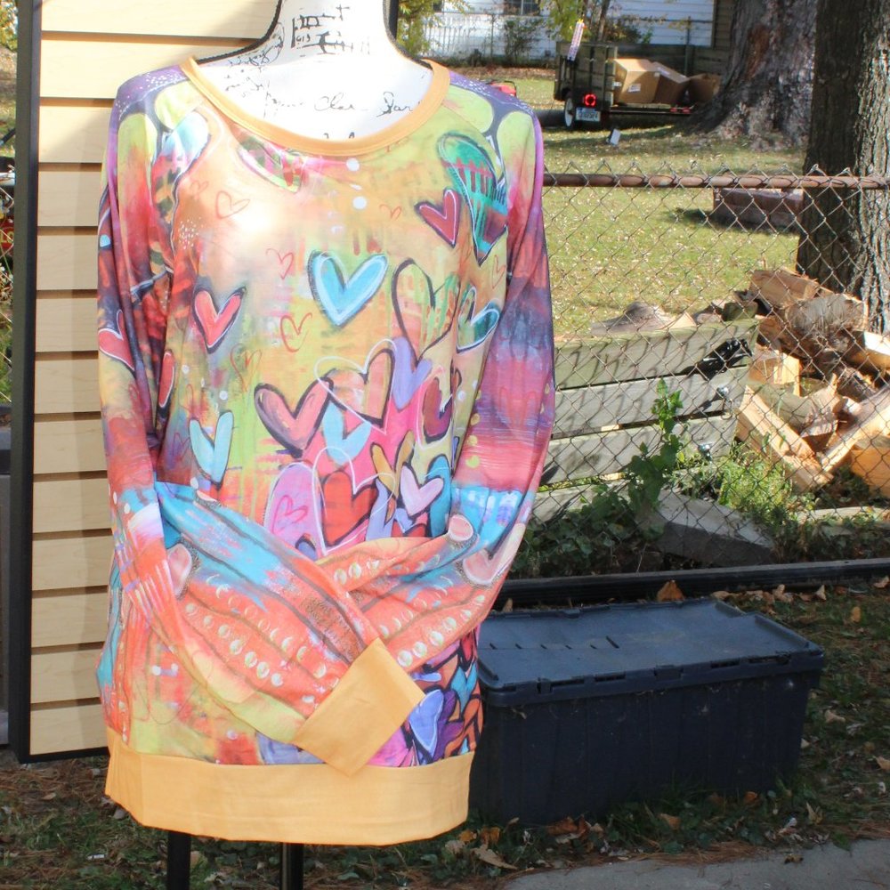 Women's Long Sleeve Heart Shirt - Size 3XL